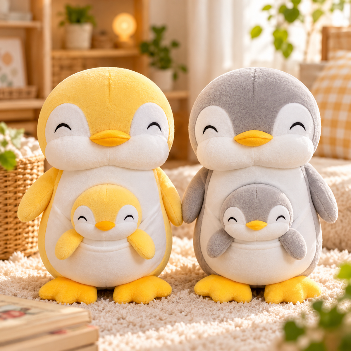 Penguin Mama & Baby Plush Duo