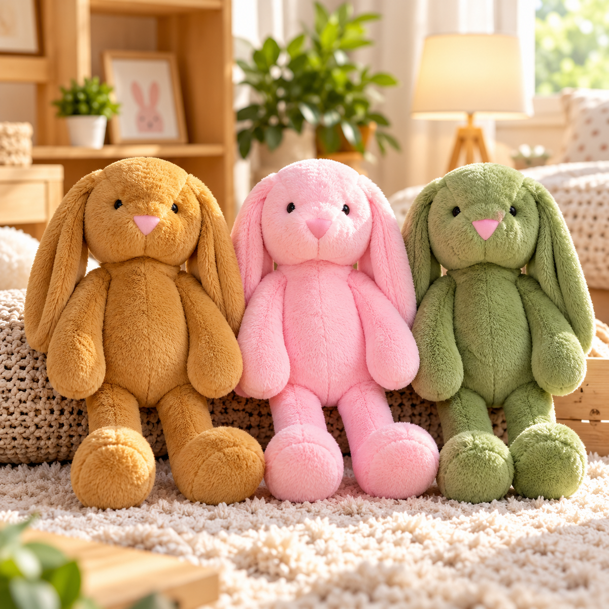 Pastel Bunny Trio Plush Set