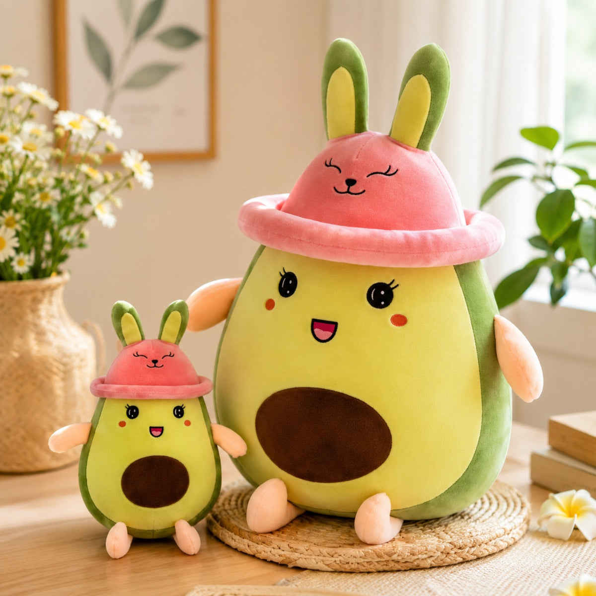 Avocado bunny family plush soft toy set