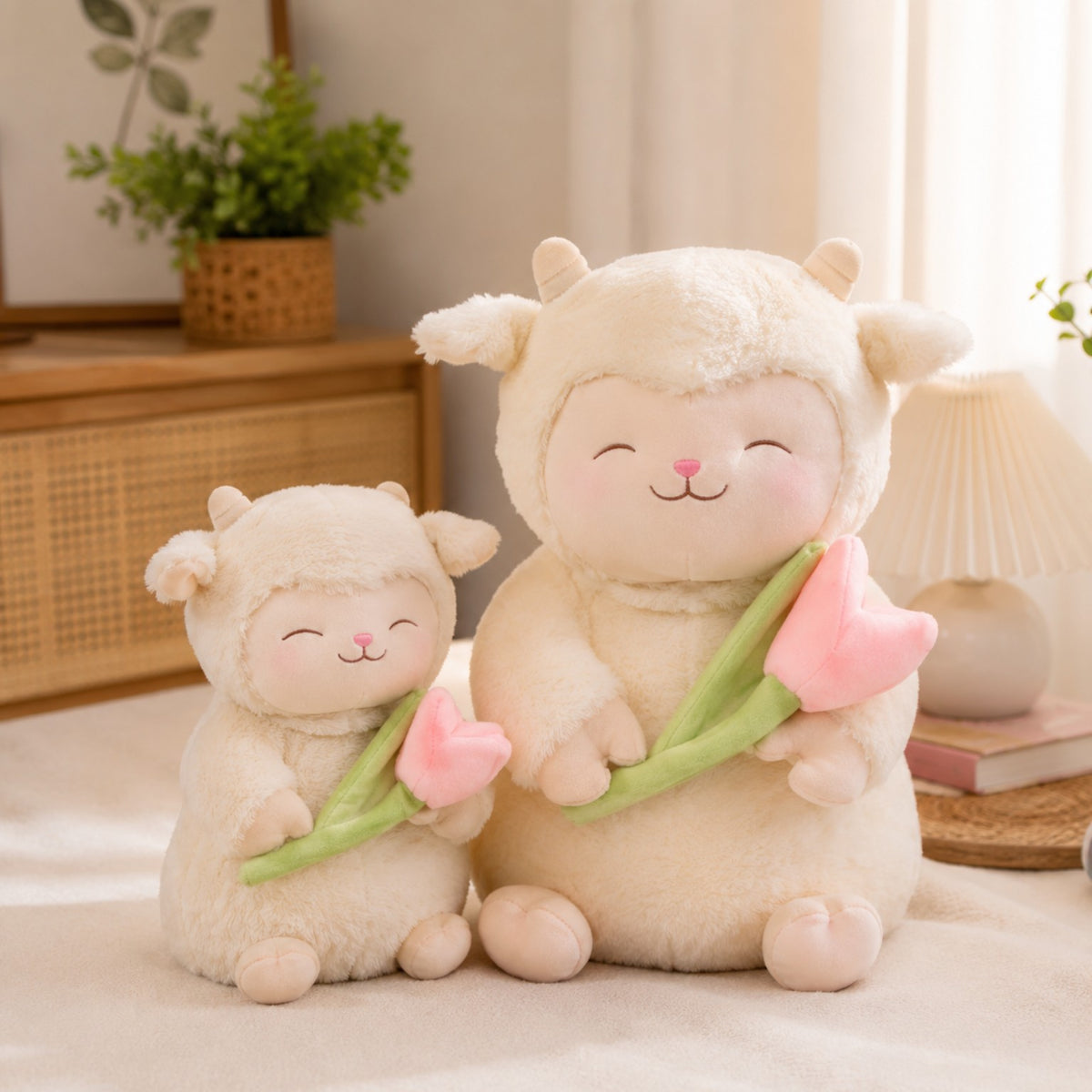 Cozy Lamb Family cream plush soft toy