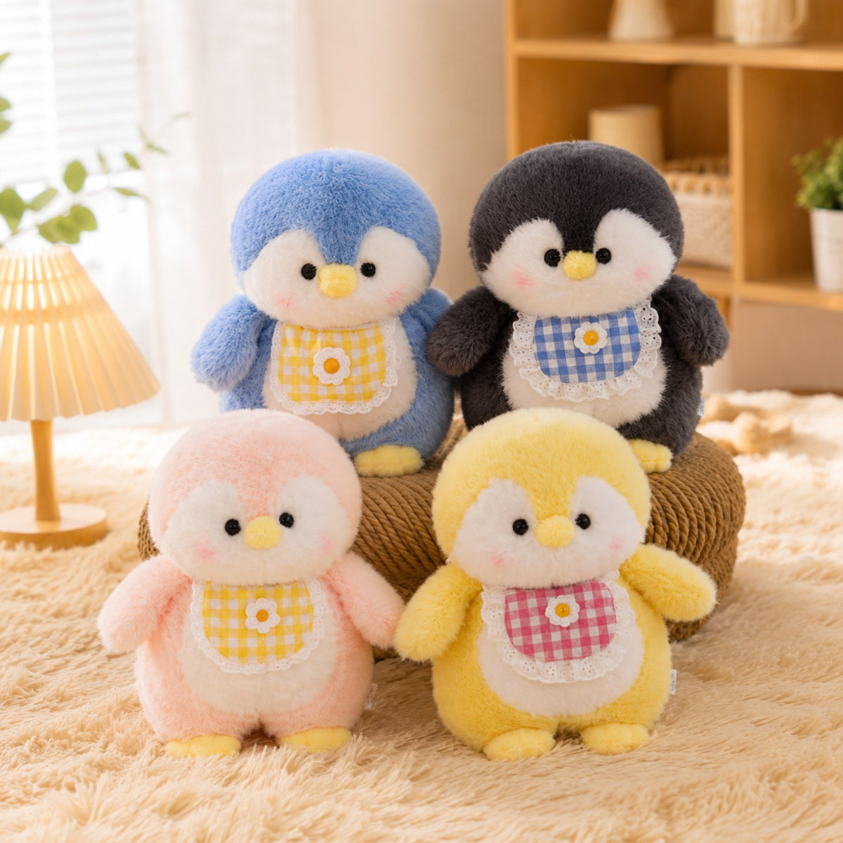 Pastel penguin family plush soft toy set of four