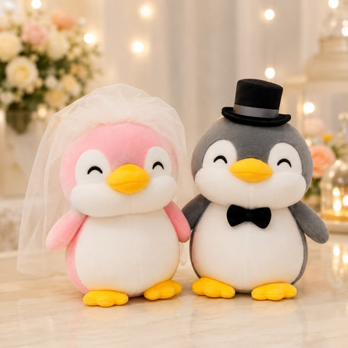 Penguin Wedding Couple Plush Soft Toy Set