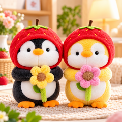 Strawberry Penguin Couple Plush